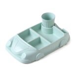 ARURA (LABEL) Car Shaped Plates Cup Dinnerware Set Bamboo Fiber Food Containers Infant Training Dishes Baby Feeding Sets Kids Tableware (Multicolor)