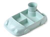 ARURA (LABEL) Car Shaped Plates Cup Dinnerware Set Bamboo Fiber Food Containers Infant Training Dishes Baby Feeding Sets Kids Tableware (Multicolor)