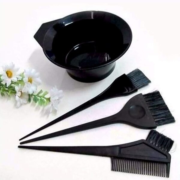 AURINKO® Plastic Classic Hair Coloring Dyeing Kit Brush with Bowl Use Dye Brush & Comb Kit Color Mixing Bowl Set for Men and Women (1 Bowl 3 Brush with Comb)