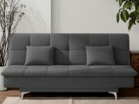 Adorn India Premium New Aspen 3 Seater Sofa Cum Bed 4X6 Velvet Suede with 2 Cushions (Color Dark Grey) and Suitable for All Indoor, with 3 Years Warranty