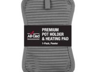 All-Clad Textiles Deluxe Heat and Stain Resistant Pot Holder. Silicone Treated Heavyweight 100-Percent Cotton Twill Hot Pad, Machine Washable, 6-inches by 10-inches, Pewter Grey