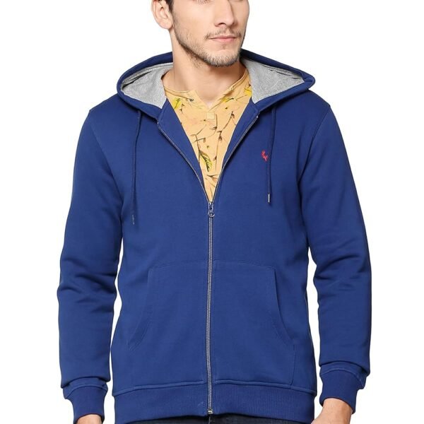 Allen Solly Men's Hooded Neck Sweatshirt | 60% Cotton | Regular Fit | Full Seelves | Front Open Sweatshirt