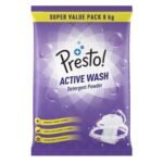 Amazon Brand - Presto! Active Wash Detergent Powder | 8 Kg | Tough On Stains | Gentle On Fabrics | Colour-Safe | Refreshing Fragrance | Machine And Hand Wash
