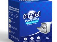 Amazon Brand - Presto! Power Wash Automatic Dishwasher Detergent powder | 2 Kg (Pack 1kg)| Prevents Stains, Removes Limescale | Sparkling Clean Dishes & Glassware, Tough on Stains & Residue