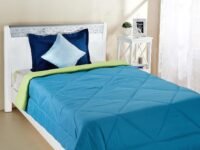 Amazon Brand - Solimo Microfiber Reversible Comforter, Single (Aqua Blue and Olive Green, 300 GSM)