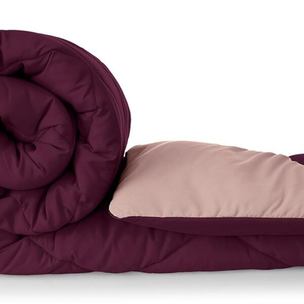Amazon Brand - Solimo Microfibre Reversible Comforter, Double (Plum Purple and Moody Mauve, 200 GSM), 200 TC