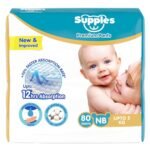 Amazon Brand - Supples Premium Diaper Pants | for Newborn Babies | 80 Diapers | NB/XS | Up to 5 Kg | 12 Hrs Absorption | Cushiony Cotton Soft Fabric | Phthalates-Free | Triple Leak Guard