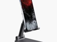 Ambrane Multipurpose Tabletop Mobile Stand | Adjustable Angle & Height| Universal Holder for iPhone, Samsung, OnePlus & All Smartphones | Portable, Anti-Skid | for Home, Office, Bed & Gifting (Black)
