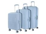 American Tourister 3PC Ivy 2.0-8 Wheel, Set (Small + Medium + Large) Hard PP Suitcase for Travel/Trolley Bag/Travel Bag with Combination Lock & Smooth Sliding Double Wheel, Blue Frog