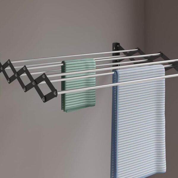 Amiraj Multi Rod Heavy Duty Rust-Free Stainless Steel Foldable Wall Mounted/Mounting Clothes Drying Stand for Balcony | Zigzag Cloth Dryer Racks for Bathroom/Balcony/Indoor/Outdoor (2 Feet, 7 Rod)