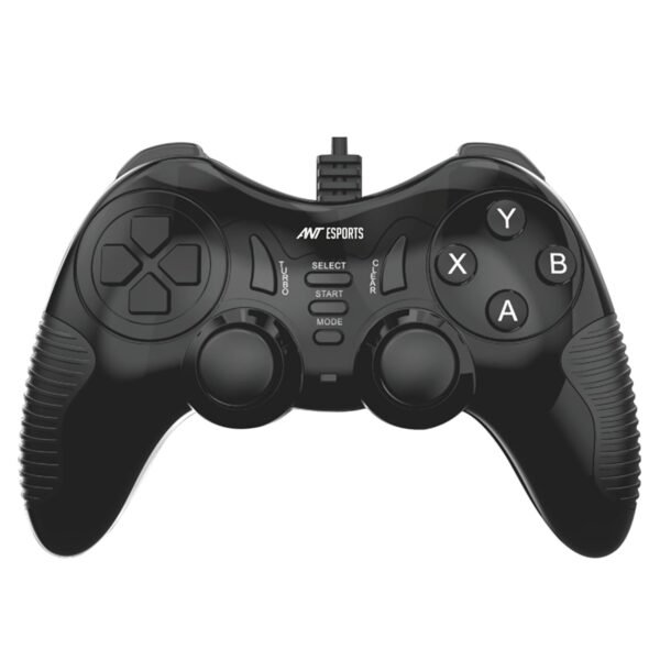 Ant Esports GP130 Wired Gamepad for PC, PS3, Android TV, Laptop – Dual Vibration USB Controller with Turbo Mode, 14 Buttons, Plug & Play, Ergonomic Design, Compatible with Windows & Steam_ Black