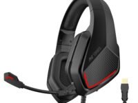 Ant Esports H590 7.1 Surround Sound Gaming Headset, USB Wired Over-Ear Headphones with 50mm Drivers, Noise Cancelling Mic, Red LED, Soft Earmuffs, for PC, PS5, Xbox, Laptop