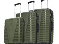 Aristocrat 3 Pc Airpro Set Cabin 55cm(Small) Check-in 66cm(Medium) Check-in 75cm(Large) 8 Wheels Spinner Trolley Bags, Hard Case Luggage, Lightweight Bag & Combination Lock|3 Years Warranty (Green)