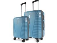 Aristocrat Air Pro Trolley Bag Set of 2 Polypropylene Spinner Wheels Hard Luggage (55Cm and 66Cm) | Cabin and Medium Check-in Luggage | Secured Combination Lock | Cross Teal | Unisex