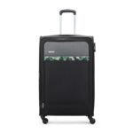 Aristocrat Large Commander 79Cms Premium Polyester with PVC Coating Soft Sided Check-in 4 Wheels Black Spinner Suitcase