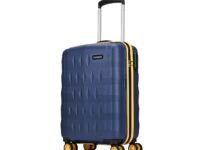 Aristocrat Polycarbonate Spinner Comet Cabin Trolley Bag 56cm|Small|Hard Luggage| Smooth 8-Wheel Suitcase|Combination Lock with Sturdy Zipper|Full Fabric Convipack|3-Year International Warranty (Blue)