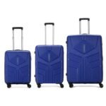 Aristocrat Set of 3 Prime 3 Pc Cabin 55cm(Small) Check-in 66cm(Medium) Check-in 75cm(Large) 8 Wheels Trolley Bags for Travel Hard Case Luggage, Combination Lock (Blue) | 3-Year Warranty
