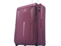 Aristocrat Skyway Large Size Soft Check in Luggage (79 cm) | Spacious Polyester Trolley with 4 Wheels and Combination Lock | Dazzling Maroon | Unisex| 3 Years Warranty