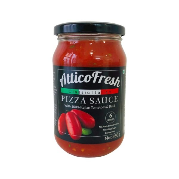 AtticoFresh Classic Pizza Pasta Sauce, 400 g | 100% Natural | Zero Fat - Gluten Free - Vegan - Keto - Low CARB - Healthy | No Added Preservatives, Colors & Flavours | Ready to eat