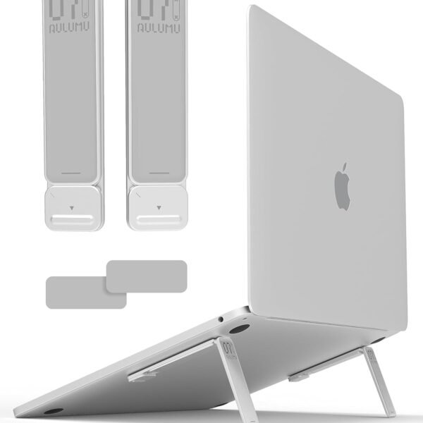 Aulumu G07 Pop Up Leg Stand | Super Portable Cooling Laptop Stand | Ergonomic Laptop Riser Lift for Desk for MacBook, All Laptops, Tablets, 8-20'', Silver