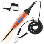 BOAK Heavy Duty 3-60V LCD Circuit Tester, Low Voltage Light Tester with Probe Protect Cover, Electric Fuse Tester with 142 Inch Extended Spring Wire for Vehicles, Trailers, Vans, Truck, Motorcycles