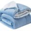BSB HOME Polyester Micromink Summer AC Blanket Sherpa Super Soft Flannel Solid/Plain Dohar/Comforter, Sky Blue, Size 220 x 228 Cms (Approx 7.4 x 7 ft) (Double)