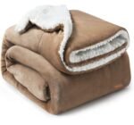 BSB HOME Polyester Micromink Summer Ac Super Soft Flannel Solid/Plain Blanket for Summer, Light Brown, Size 220 X 228 Cms (Approx 7.4 X 7 Ft) (Double, Reversible), 200 tc