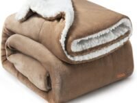 BSB HOME Polyester Micromink Summer Ac Super Soft Flannel Solid/Plain Blanket for Summer, Light Brown, Size 220 X 228 Cms (Approx 7.4 X 7 Ft) (Double, Reversible), 200 tc