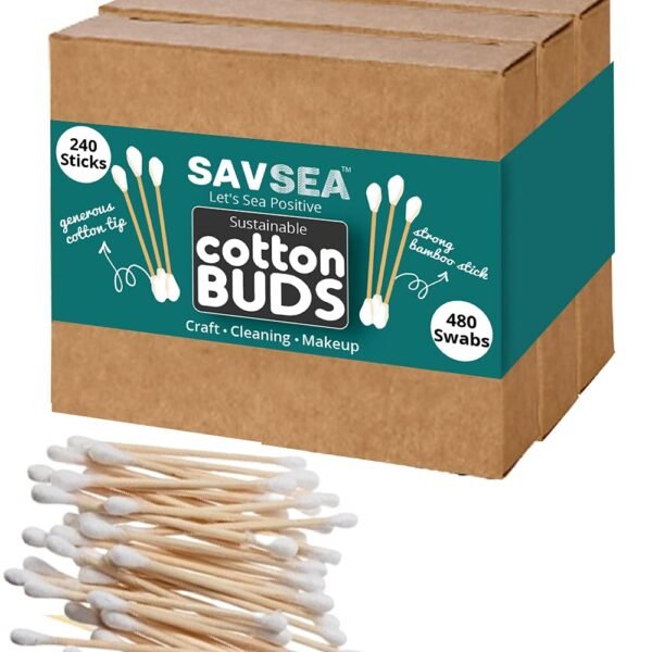 Bamboo Cotton earbuds/swabs | q tips | Suitable for adult and baby | Multipurpose Double tip cotton swabs with sustainable Bamboo better than wooden stick (Pack Of 3)