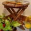 Beautiful Wooden Antique Folding Side Table (Brown)