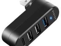 Bestor 4-Port USB 3.0 Hub, Rotatable 90°/180° USB Splitter with 3 USB Ports & 1 USB-C Power/Data Port, USB Extender for Laptop, MacBook, iMac, Mac Pro, and More