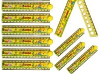 Birthday Popper 12 Pcs Dino Theme Foldable Scale as Birthday Return Gift for Kids - 30 cm Ruler Set | Multifunctional Ruler with Geometric Stencil, Drawing Template| School Stationery for Boys & Girls