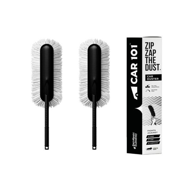 CAR101 Zip Zap Car Duster - Pack of 2 | Ceramic Wax Infused | Scratch-Free Cleaning | Easy Grip Handle | Premium Car Cleaning Tool | Effortless Dust Removal for Car & Bike