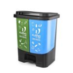 CELLO Duo Plastic Step-On Pedal Dustbin for Wet and Dry Waste| 2 In 1 Dustbin Trash Can/Plastic Garbage Bins with Lid for Home Kitchen | (20 Liters, Green and Blue)