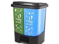 CELLO Duo Plastic Step-On Pedal Dustbin for Wet and Dry Waste| 2 In 1 Dustbin Trash Can/Plastic Garbage Bins with Lid for Home Kitchen | (20 Liters, Green and Blue)