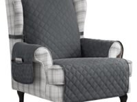 CHUN YI Wingback Chair Slipcover Reversible Couch Cover, Furniture Protector for Wing Chair, Armchair Sofa Cover with Elastic Bands for Kids Pets Dogs, Grey/Gray