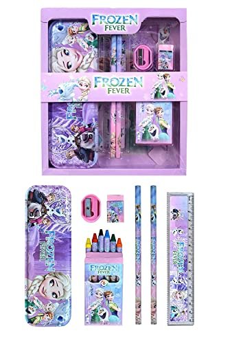 Cable World® Stationary Kit Set for School Kids - Pencil Pen Book Eraser Sharpener - Stationary Kit Set for Girls/Boys Birthday Gift - Multicolor