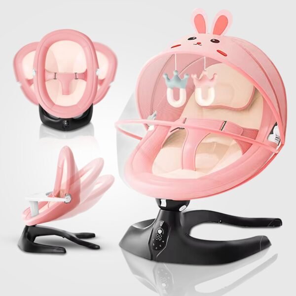 Careit Premium Electric Baby Swing Rocker with Soft Breathable Cushion,Toys & Adjustable Gear and Swing Motion,Intelligent Touch & Erogonomic Designed Pink -Ultimate Comfort & Entertainment