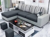 Casacomfort Luno 4 Seater Fabric LHS L Shape Sofa Set (Light Grey-Dark Grey) 4-Person Sofa