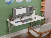 Compal Wall Mounted Foldable Study Table/Office/Laptop Table/Work Utility, Wall Mount Folding Computer Kitchen and Dining (16X32 Inches, White)