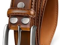 Contacts Men's Genuine Leather Pin Buckle Belt | Leather Belt for Men Classic Designs for Work & Business Casual