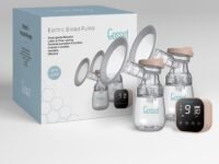 Cosset Double Electric Breast Pump for Feeding Mothers with 4 Phase Pumping and 9 Levels Each | Electric Breast Pump Automatic | Rechargeable Battery, Soft Silicone Cushi