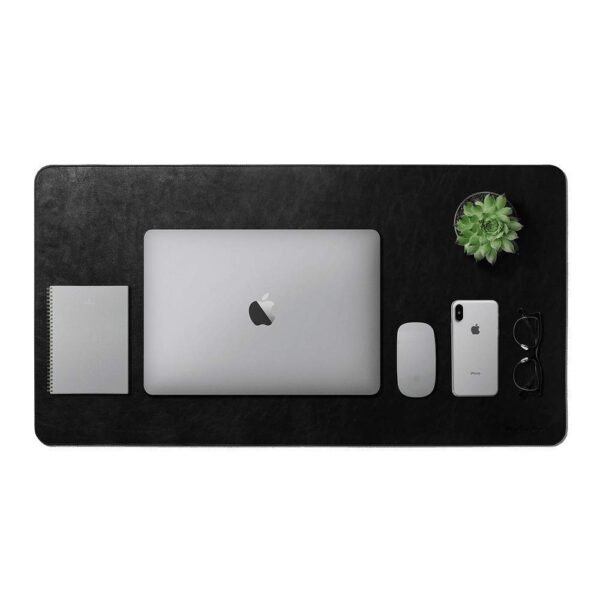 DailyObjects Large Premium Vegan Leather Desk Mat |Anti-Skid|Anti-Slip|85*45cm|Reversible Desk spread Turf Desk/Laptop Mat for Work from Home/Office/Gaming-Extended mouse pad & keyboard desk pad-Black