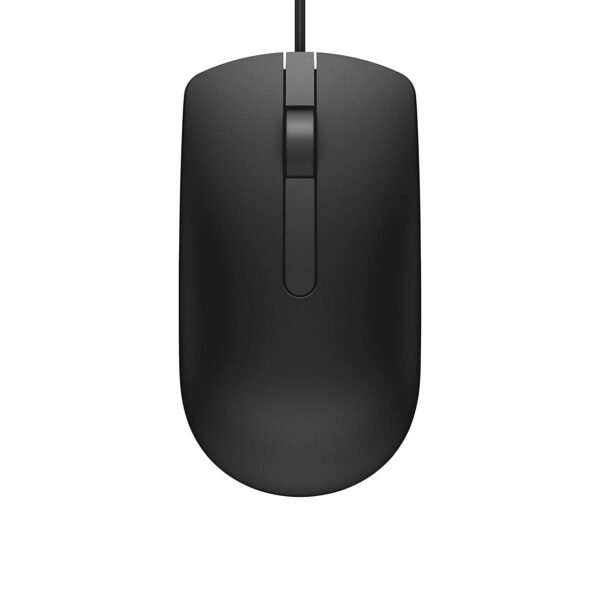 Dell MS116 Wired Optical Mouse - High Precision 1000DPI Sensor, USB Connectivity, Ergonomic Ambidextrous Design, Smooth Scrolling, Ideal for Office & Home Use - Black