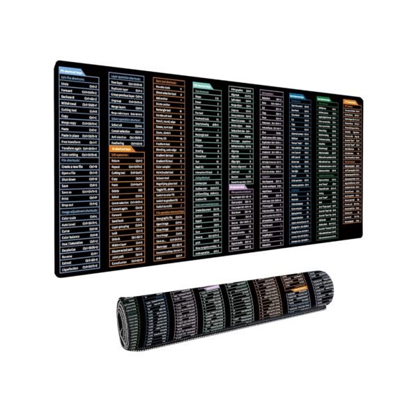 Dyazo Large Anti Slip Keyboard Shortcut Extended Desk mat/Mouse Pad with PS |AI | CDR | PR | Word | excel | PPT Shortcut Keys Computer mat for Laptop Size 800 x 300 x 3 mm (Black No Logo)