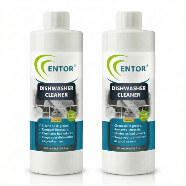 Entor Dishwasher Cleaner | For Automatic Dishwashers | Plant Based Surfactants | Biodegradable And Eco-Friendly | Lemon | Pack of 2 (500 ml each)