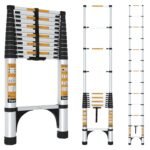 Equal 16.5 FT Aluminum Folding Telescopic Ladder with 2 Triangle Stabilizers | EN131 Certified with 2 Year Warranty | 150kg Max Capacity | Collapsible Ladder for Home or Outdoor Work (5m/13 Step)