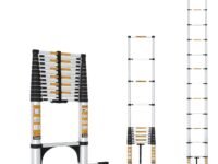 Equal 21.3 FT Aluminum Folding Telescopic Ladder with 2 Triangle Support & Stabilizers | EN131 Certified with 2 Year Warranty | 150kg Max Capacity | Ladder for Home or Outdoor Work (6.5m/16 Step)