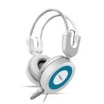 FRONTECH Wired Over-Ear Multimedia Headphones with Mic | 3.5mm Single Audio Jack| Adjustable Headband & Soft Cushions | Compatible with PC, Laptop & Mobile – White & Blue (HF-3452)
