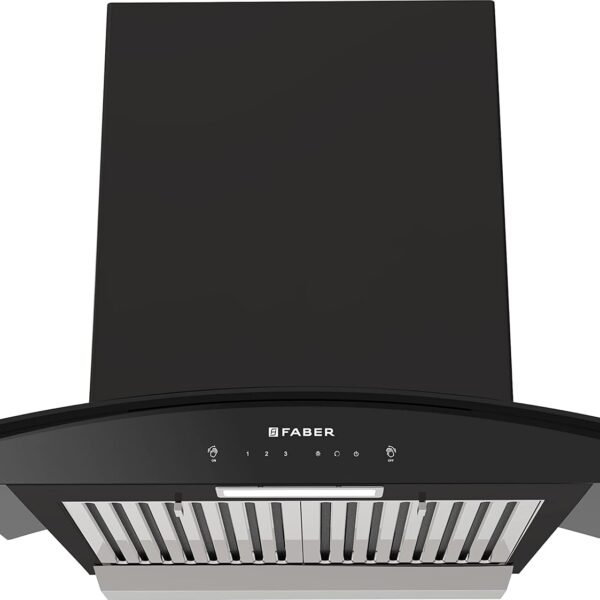 Faber 60cm 1500 m³/hr Autoclean Kitchen Chimney|Autoclean Alarm|Mood Light|12Yr Warranty on Motor 2Yr Comprehensive by Faber|Baffle Filter|Touch & Gesture|HOOD PRIMUS PLUS ENERGY IN HCSC BK 60,Black
